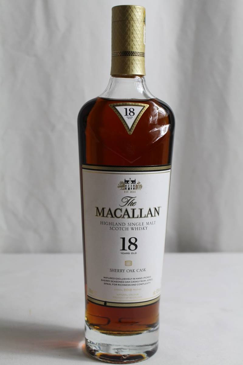  6k酒091C 古酒 The MACALLAN ザ マッカラン 18年 2018 シェリーオークカスク ウイスキー 700ml 43%(ハイランド)｜売買されたオークション情報、yahooの商品情報をアーカイブ公開 - オークファン シングルモルト
