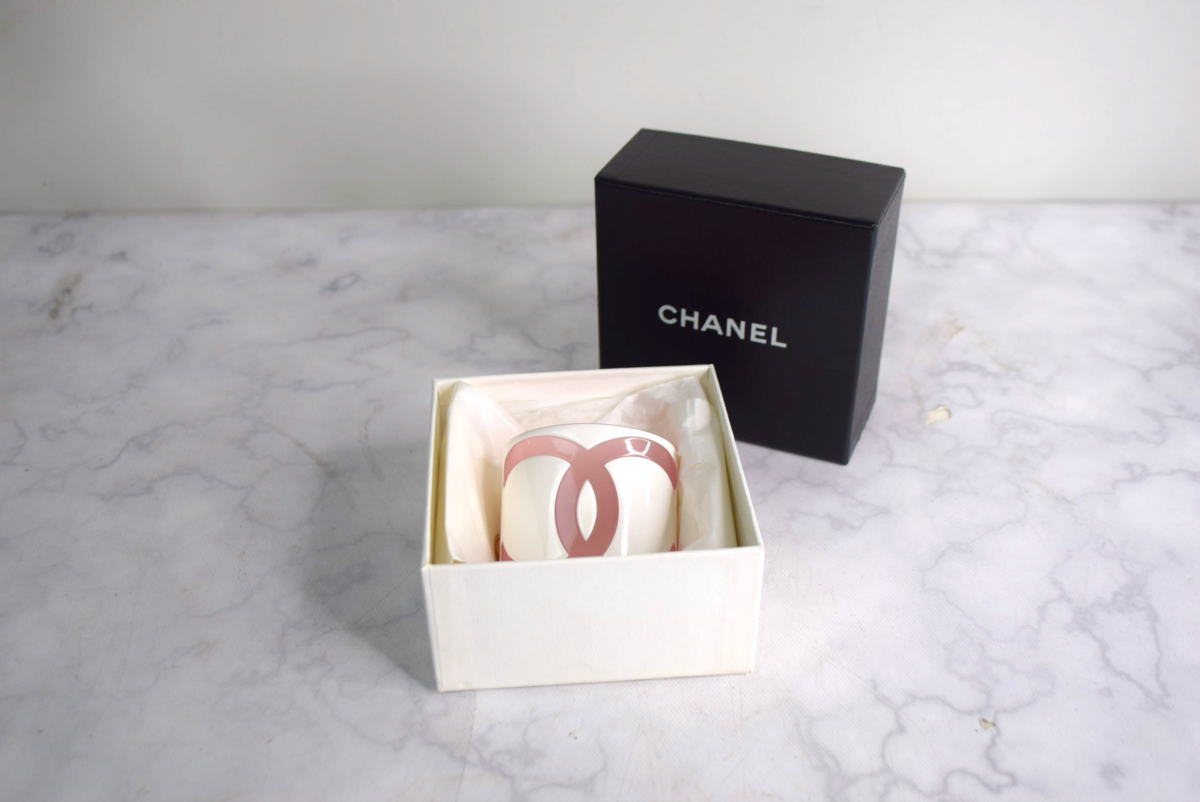 CHANEL シャネル ココマーク ホワイト×ピンク ブレスレット バングル 