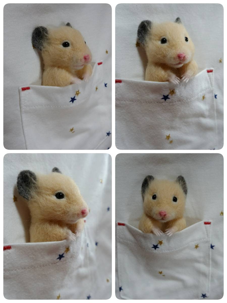 S☆J羊毛フェルト・キンクマ・ポケットブローチ・ハムスター・ブローチ・ハンドメイド_4