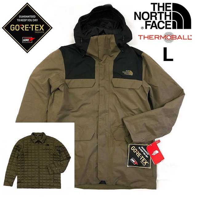 限定セール，100%新品 1円 売切 正規 THE NORTH FACE GORE-TEX THERMOBALL 防寒 防水 防風 3way マウンテンパーカー ダウンジャケット L 緑 181205-200(Lサイズ)｜売買されたオークション情報、yahooの商品情報をアーカイブ公開 - オ 男性用