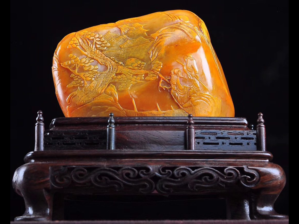 中国古美術・極品寿山石・極細工彫刻古印・瑞獣呈祥・風水開運財運UP・鎮宅・古印鑑 ◇鶴鳴堂◇中国・清時代 寿山石 田黄石 雲竜紋彫件 極細工 古