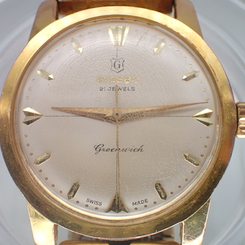 稼働品【ビンテージウォッチ】ジンスボー GINSBO 21Jewels greenwich