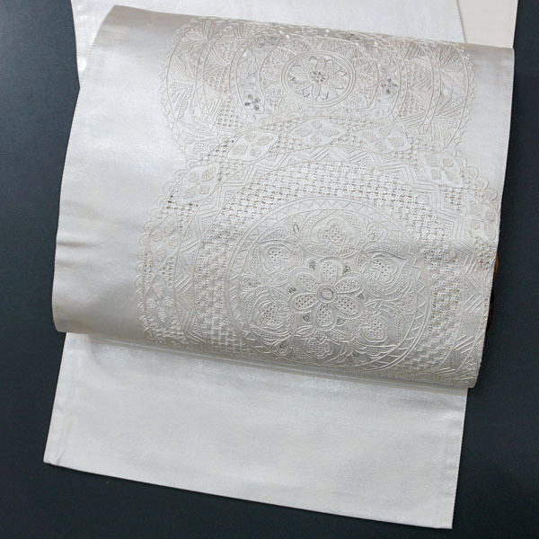 汕頭刺繍 大胆な宝相華 正絹袋帯 訪問着 付下げ 美品 ・E079 【公式通販】