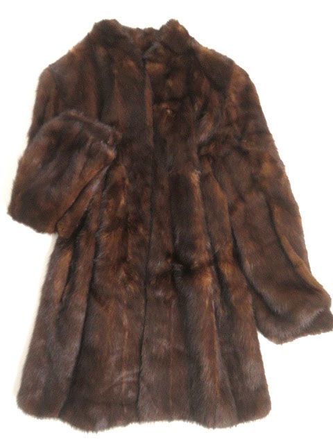 ミンク 裏地花柄刺繍入り 本毛皮コート 美品▽MINK MINK 本毛皮