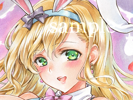 オリジナル 手描きイラスト / イースターバニー / 色紙 バニーガール
