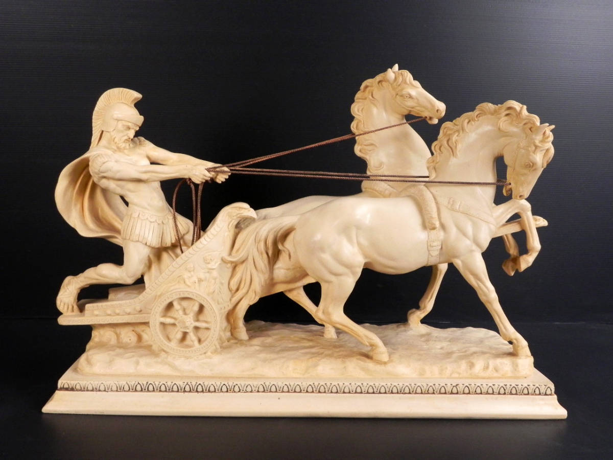 A. Vintage SANTINI Sculpture Roman Gladiator Signed Italian 