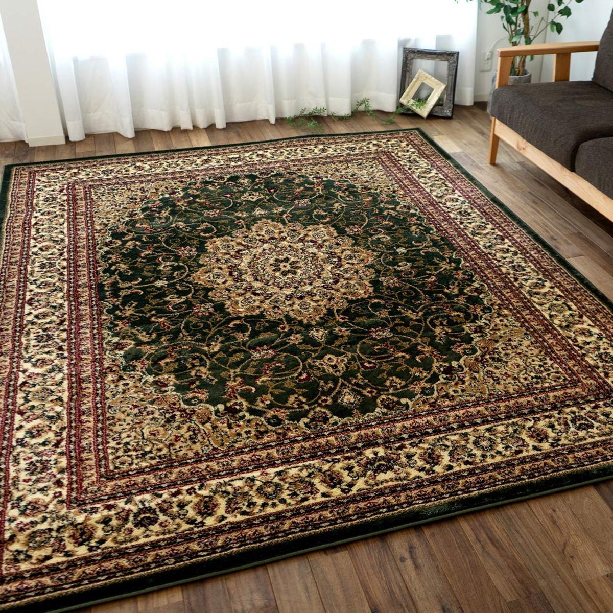  大 高級 豪華 メダリオン ウィルトン織り 絨毯 約240ｘ330cm 6畳 グリーン 上品 ラグ ペルシャ デザイン カーペット ラグ(カーペット一般)｜売買されたオークション情報、yahooの商品情報をアー カーペット一般
