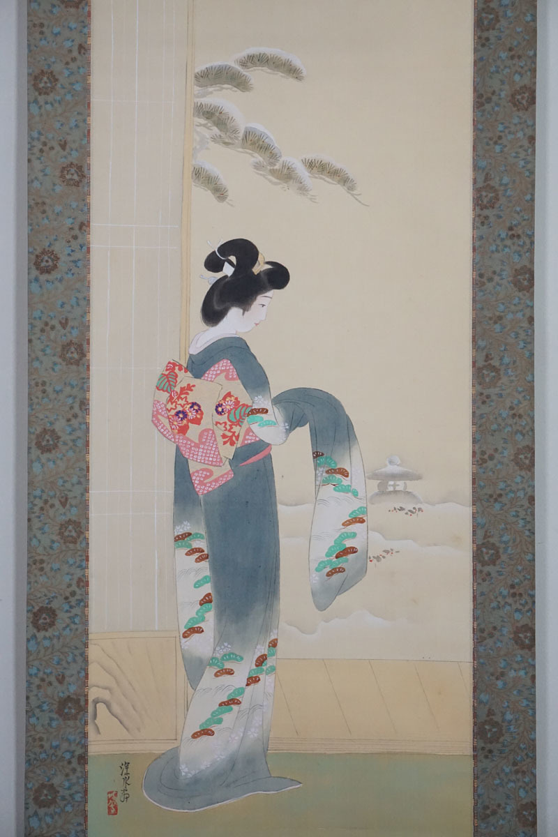 伊東深水 深水自題箱 二重箱 未鑑定模写NO5 貴重品 絹本肉筆掛軸秋色