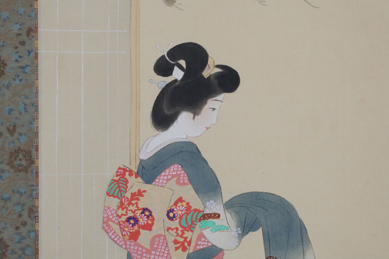 伊東深水 深水自題箱 二重箱 未鑑定模写NO5 貴重品 絹本肉筆掛軸秋色