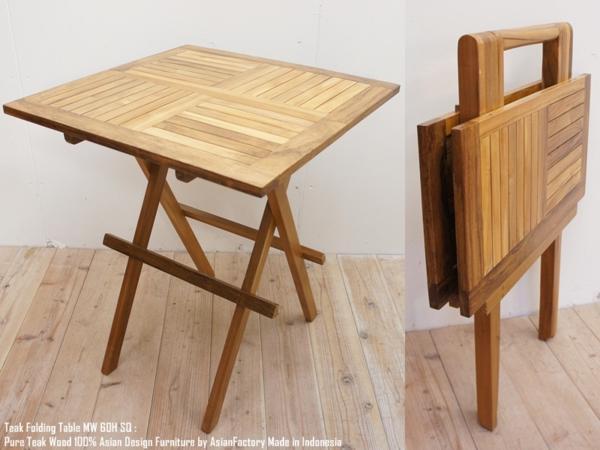 正規品，得価 チーク無垢材 折り畳みテーブルMW60cm 四角 バリ家具 ベランダ チーク材 ガーデンテーブル 折りたたみテーブル(サイドテーブル)｜売買されたオークション情報、yahooの商品情報をアーカイブ サイドテーブル