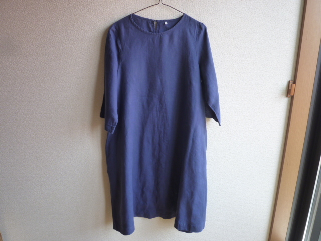 無印良品 Muji フレンチリネン洗いざらし七分袖ワンピースl ブルー 女性用 売買されたオークション情報 Yahooの商品情報をアーカイブ公開 オークファン Aucfan Com