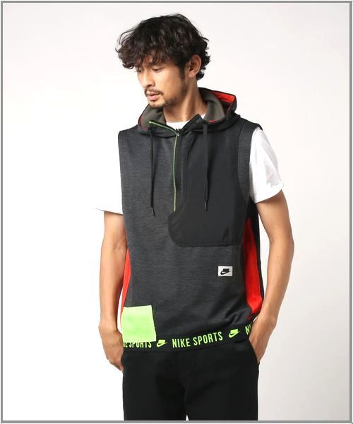 新品 春秋 NIKE THERMA サーマ S/L DY ノースリーブ パーカー 裏 