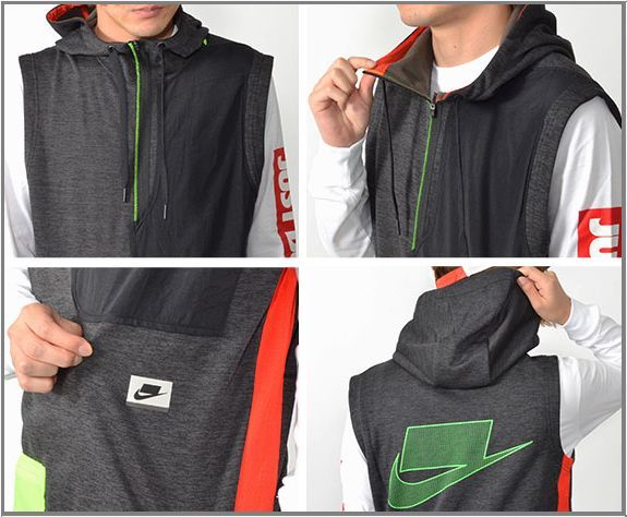 新品 春秋 NIKE THERMA サーマ S/L DY ノースリーブ パーカー 裏 