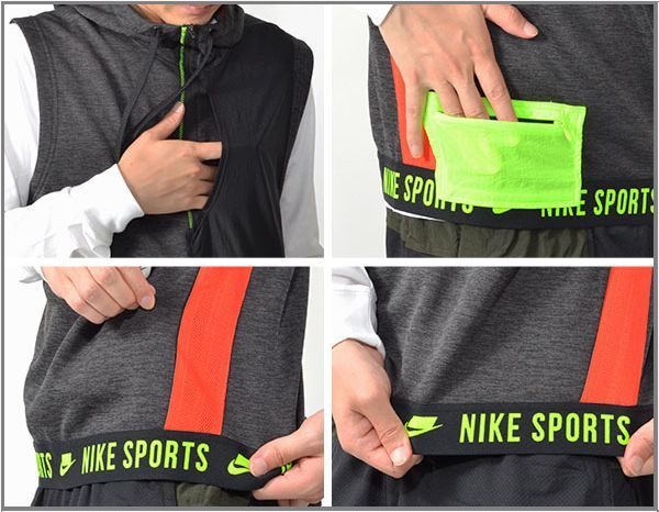 新品 春秋 NIKE THERMA サーマ S/L DY ノースリーブ パーカー 裏 