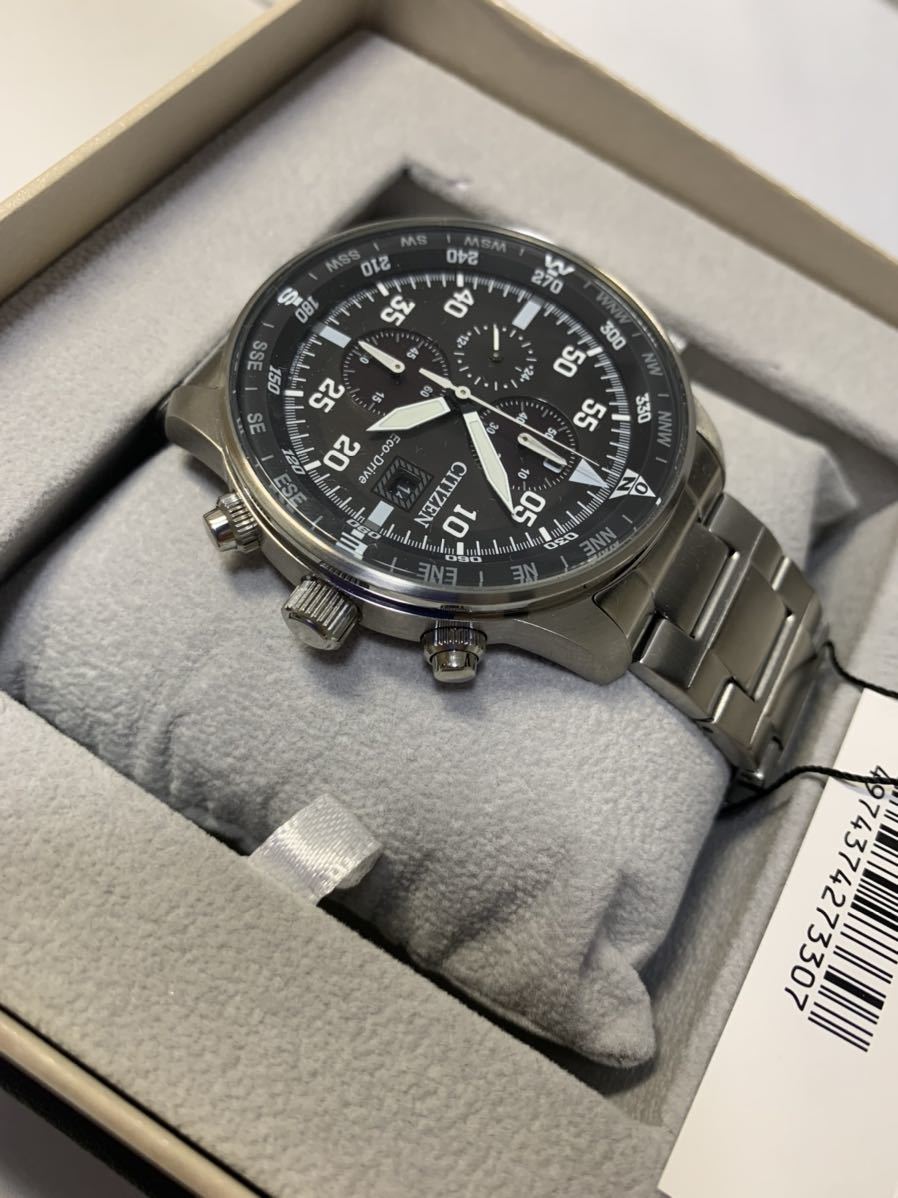 未使用品●シチズン　Citizen メンズ エコドライブ ブラックダイヤル クロノグラフウォッチ