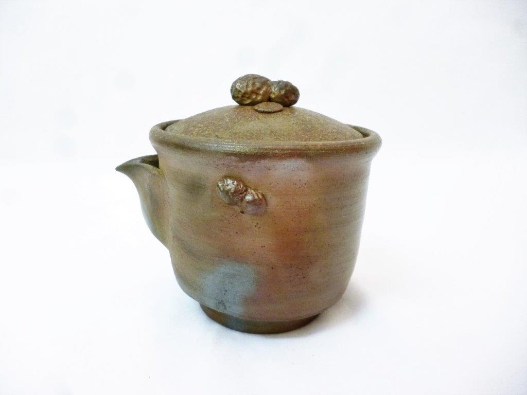 石仙　茶道具 宝瓶　骨董品 アンティーク　100年近く前のもの？蔵出し 骨董 備前 名工 左直勝 落花生摘 らっかせい 宝瓶 泡瓶 急須 煎茶道具