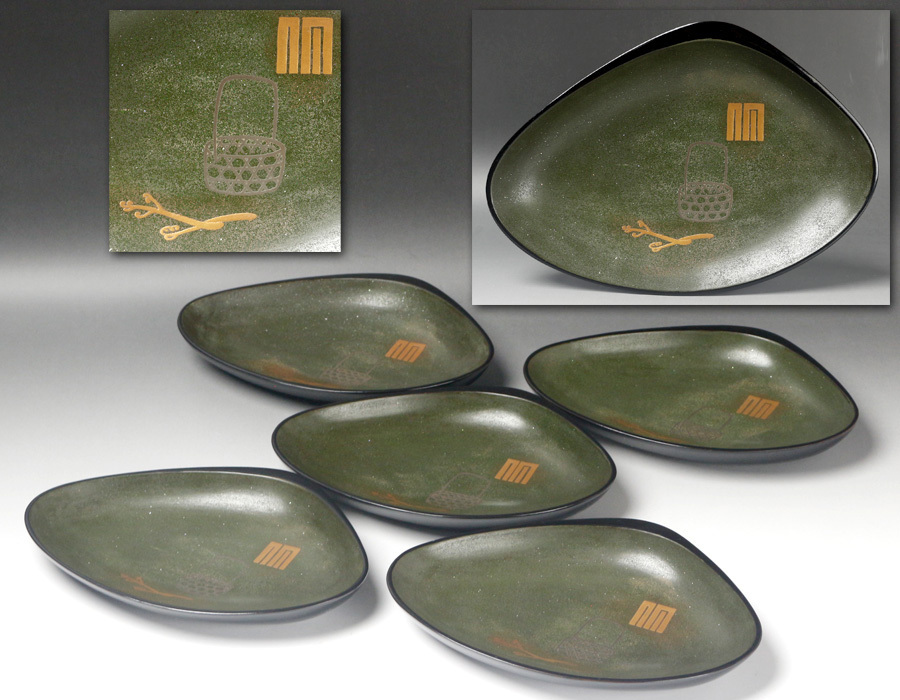 安い，最新作 源 h 時代物 木製漆器 黒塗 鶯塗 蕨採り蒔絵入 貝形 銘々皿 五客揃い(その他)｜売買されたオークション情報、yahooの商品情報をアーカイブ公開 - オークファン その他