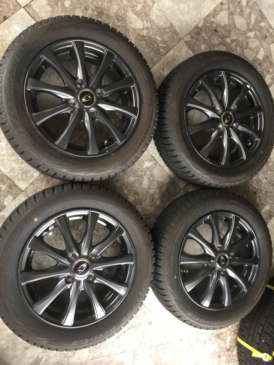 ☆AS518-5　ExsteerPLUS　N-BOX　スペ－シア等　ガンブラック　14×4.5J　+45　4H　100　ブリヂストン　BLIZZAK　155/65R14　4本セット☆