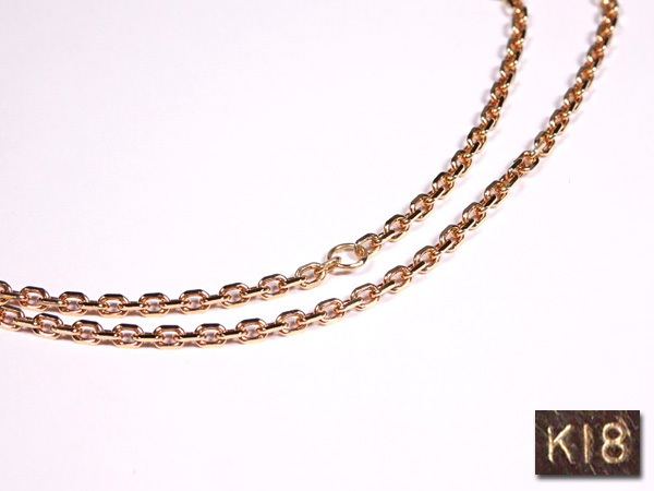 慶應◆K18(ゴールド750)製 カットアズキチェーンネックレス 45㎝_1