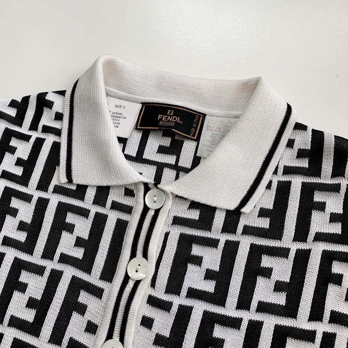 1回着用美品【FENDI】38☆ズッカ柄半袖ニット/カットソー☆フェンディ