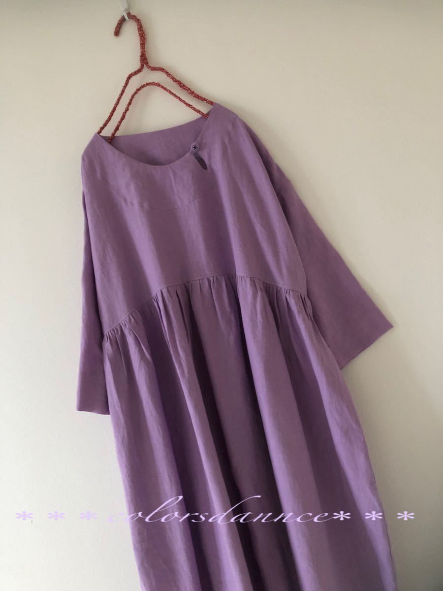 藤色リネンの切り替えワンピース ハンドメイドリネンワンピース Op オリジナルハンド刺繍 パープル リネン100 ワンピース 売買されたオークション情報 Yahooの商品情報をアーカイブ公開 オークファン Aucfan Com