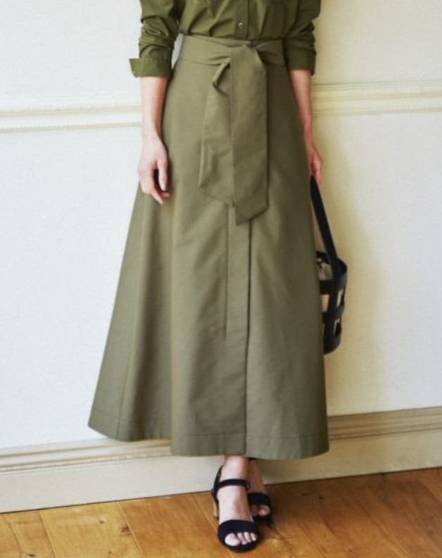 □23区大きいサイズ46コットンエステルギャバジンロングスカート  