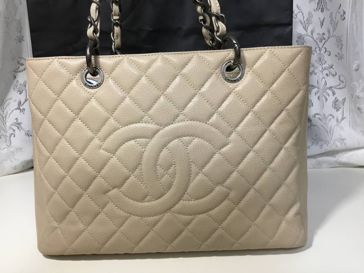 CHANELココマークキャビアスキンチェーントートショルダーバッグ シルバー金具 国内直営店購入 Gカード有り・シリアルシール付き