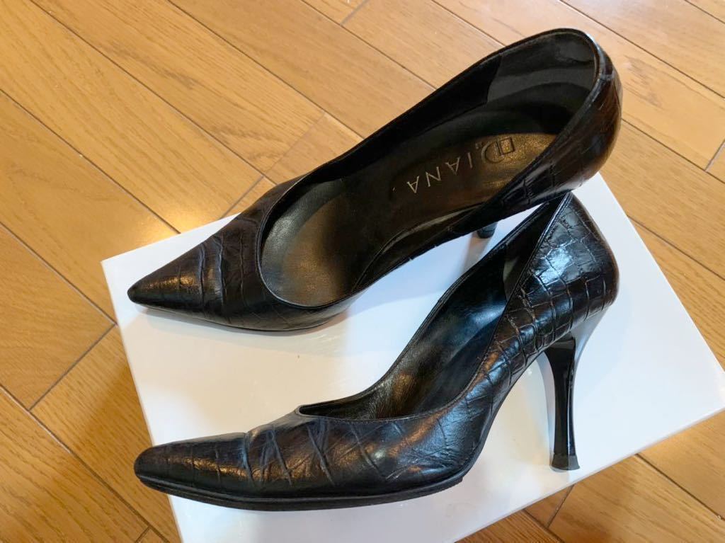 ダイアナ DIANA お仕事 通勤 美脚 ハイヒール 型押し ブラック 黒