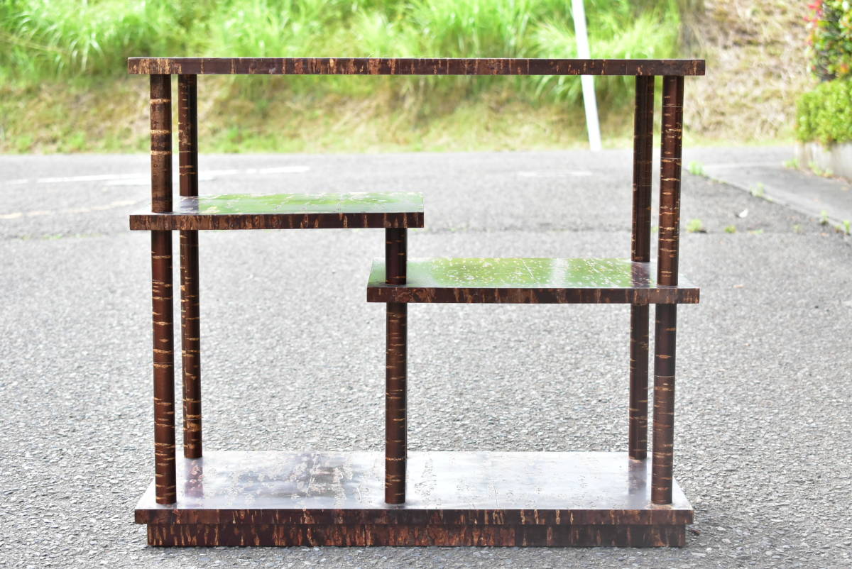 桜皮細工 樺細工 飾り棚 茶箪笥 茶道具 古家具 飾棚 コンパクト 数量限定，豊富な 桜皮細工 樺細工 違い棚 茶棚 飾り棚 茶箪笥 煎茶