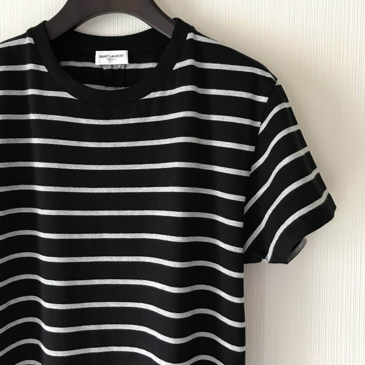 美品 * SAINT LAURENT PARIS * ボーダー Tシャツ * サイズS * 黒 