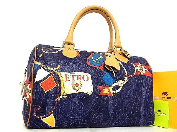 1円 □極美品□ ETRO エトロ ペイズリー フラッグ 旗 PVC×レザー 