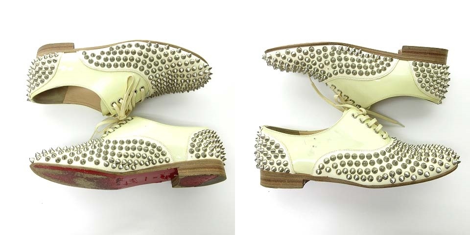 Christian Louboutin クリスチャンルブタン パンプス - パテントレザー Louboutin(クリスチャンルブタン) &frasl; ルブタン ポインテッド ピガール サンダル&frasl;34.5&frasl;BLK クリスチャン エナメル パテント オープントゥ