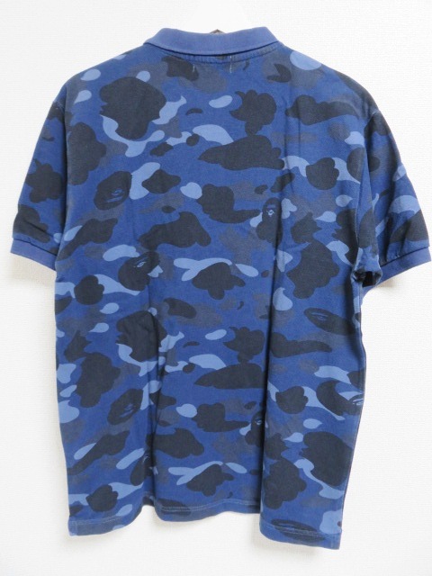 A BATHING APE ア ベイシング エイプ ポロシャツ 迷彩 カモ CAMO 猿 青