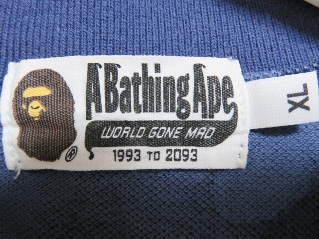 A BATHING APE ア ベイシング エイプ ポロシャツ 迷彩 カモ CAMO 猿 青
