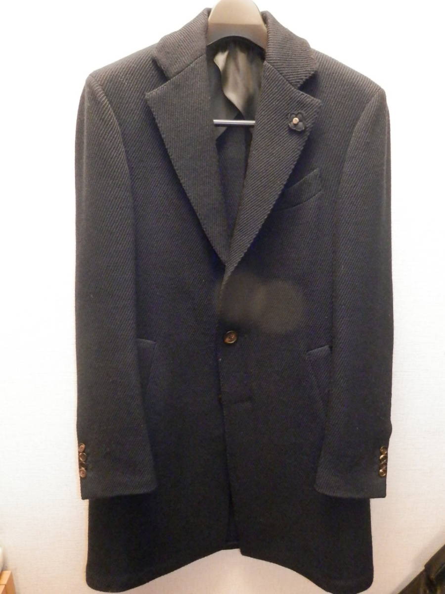 LARDINI カシミア98%ネイビーチェスターコート46 LARDINI カシミア98%ネイビーチェスターコート46 LARDINI カシミア98
