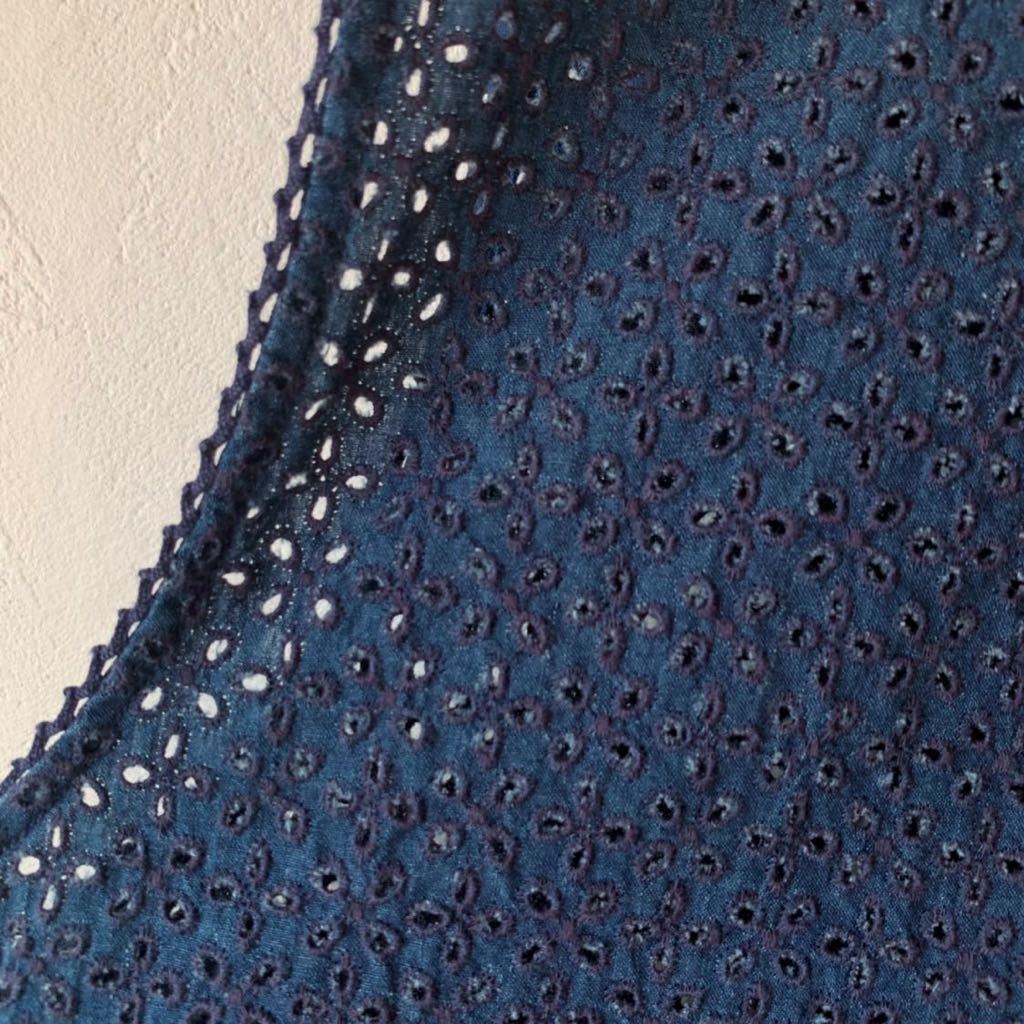 45R 藍染 天然染め 刺繍 ノースリーブ ブラウス トップス ベスト 45rpm