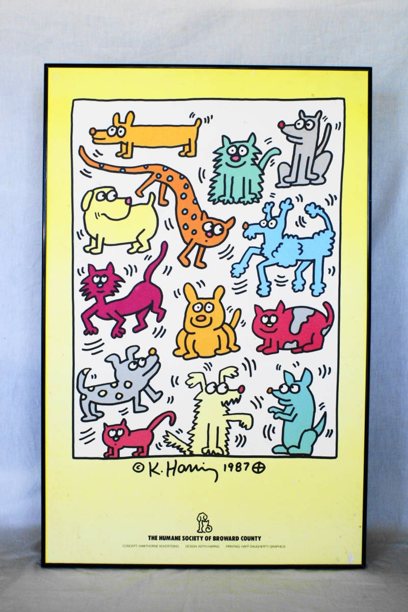 Keith Haring キース・ヘリング 1987 ラッキー・ストライク 直筆サイン入り 額装 芸術家 現代アート シルクスクリーン 【模写】限定80 Keith 0 Untitled キースへリング 80S (ダンス)