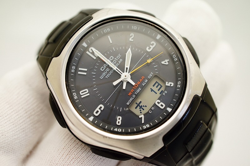H102 作動良好 CASIO カシオ Wave Ceptor WVA-430J TOUGH SOLAR 電波ソーラー アナデジ 10気圧防水 ...