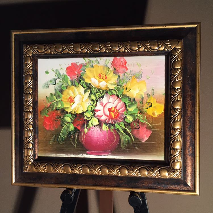 手書き油絵 花瓶の花 額付 インテリア 絵画 油彩画 公式通販 肉筆絵画 油彩