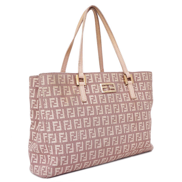 1円▽良品 FENDI フェンディ トートバッグ ズッカ柄 ピンクベージュ 