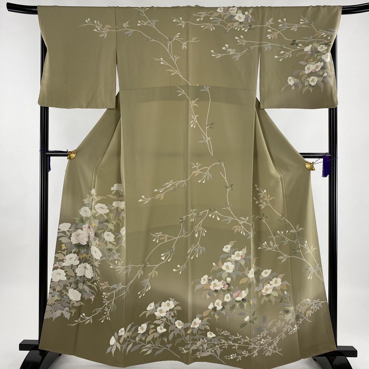 時代屋 裄71.2cm ロング寸 極上縮緬地 本加工染 附下げ 訪問着 正絹