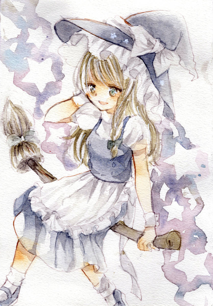同人 手描きイラスト 原画 ☆「東方project 霧雨魔理沙」☆ 透明水彩