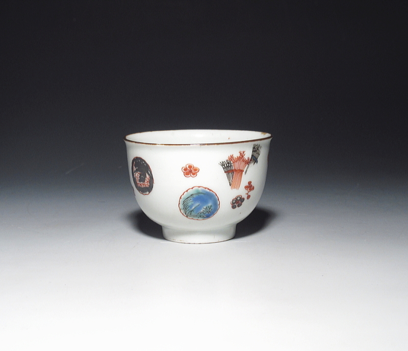 真】古伊万里染付山水双鶴文蓋茶碗 10客 明治時代 4542
