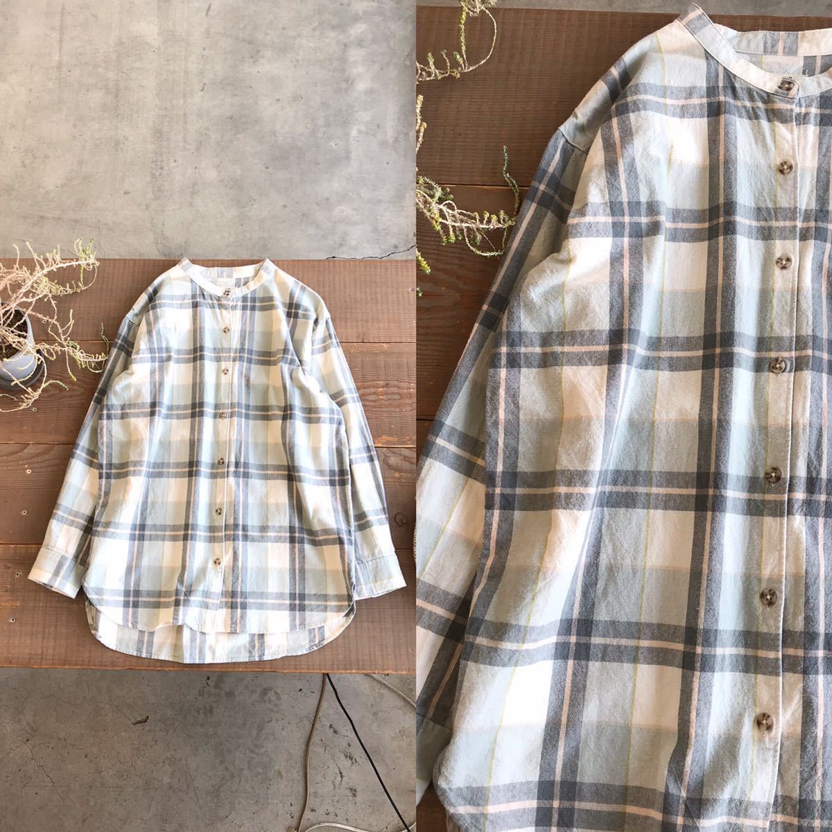 美品 studio CLIP スタディオクリップ チェック柄ワイドシャツトップス 