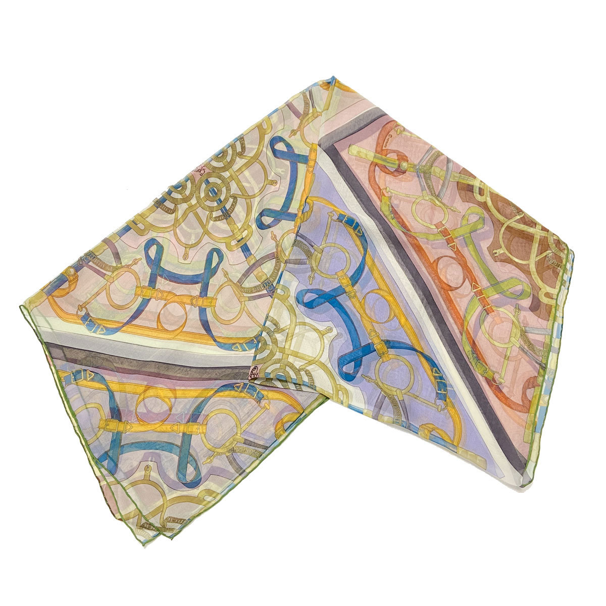美品】HERMES エルメス シフォンストール マルチカラー シルク100