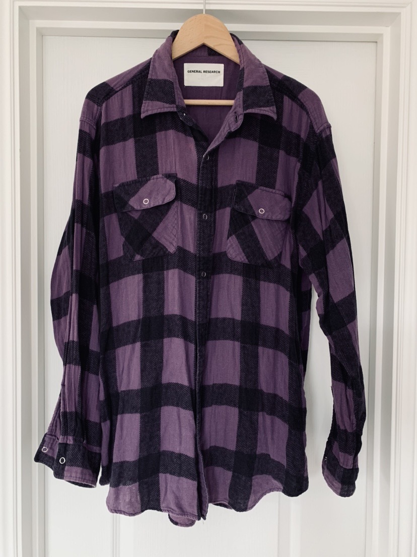 GENERAL RESEARCH BUFFALO BLADE PRINT GAUZE SHIRT L purple 