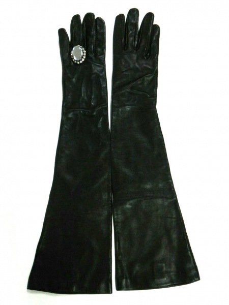 MIU MIU ミュウミュウ ロングレザー手袋 ブラック　7 MIU MIU ミュウミュウ ロングレザー手袋 ブラック 7 miumiu ミュウ