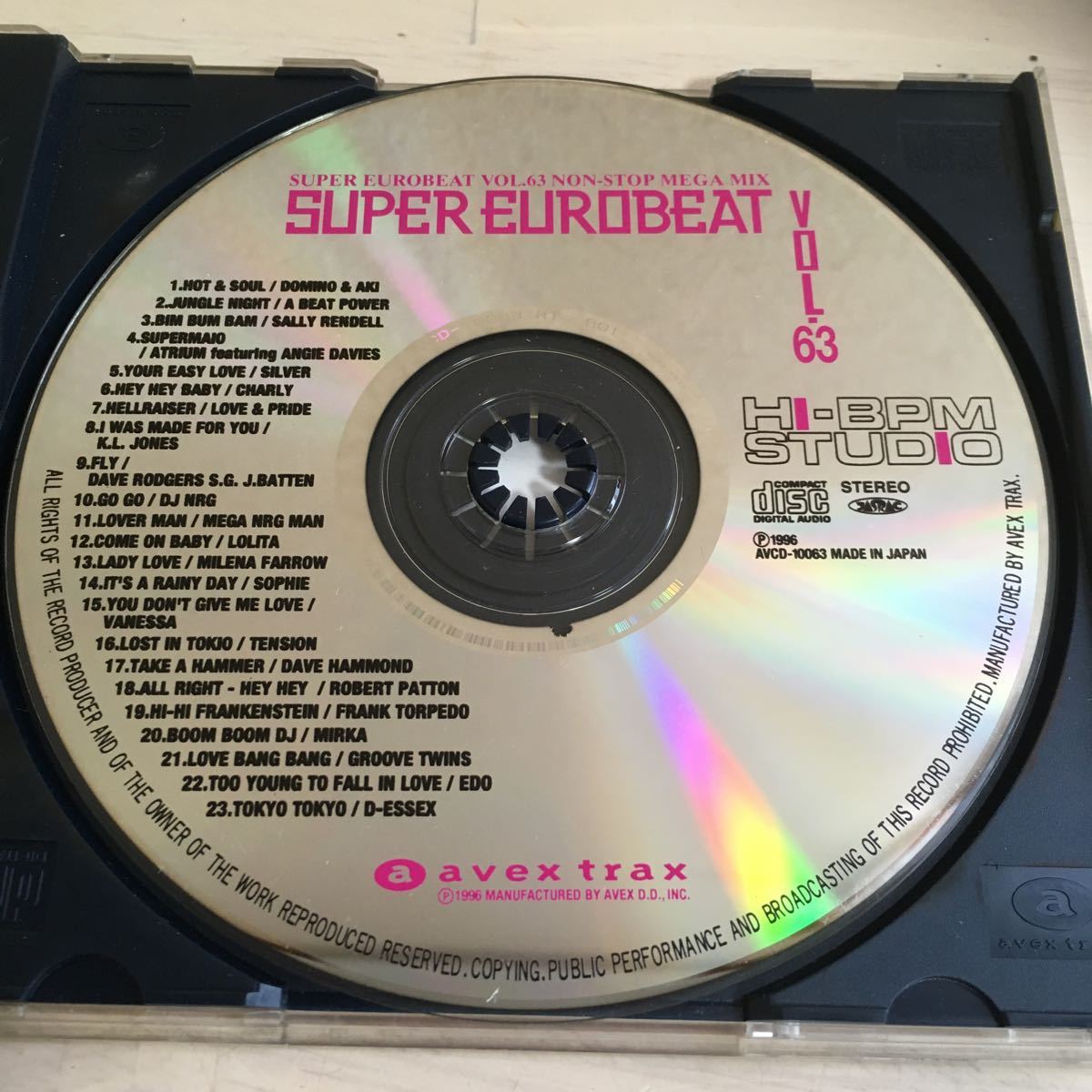 CD/ SUPER EUROBEAT VOL.63 スーパー ユーロビート VOL.63 NON-STOP 
