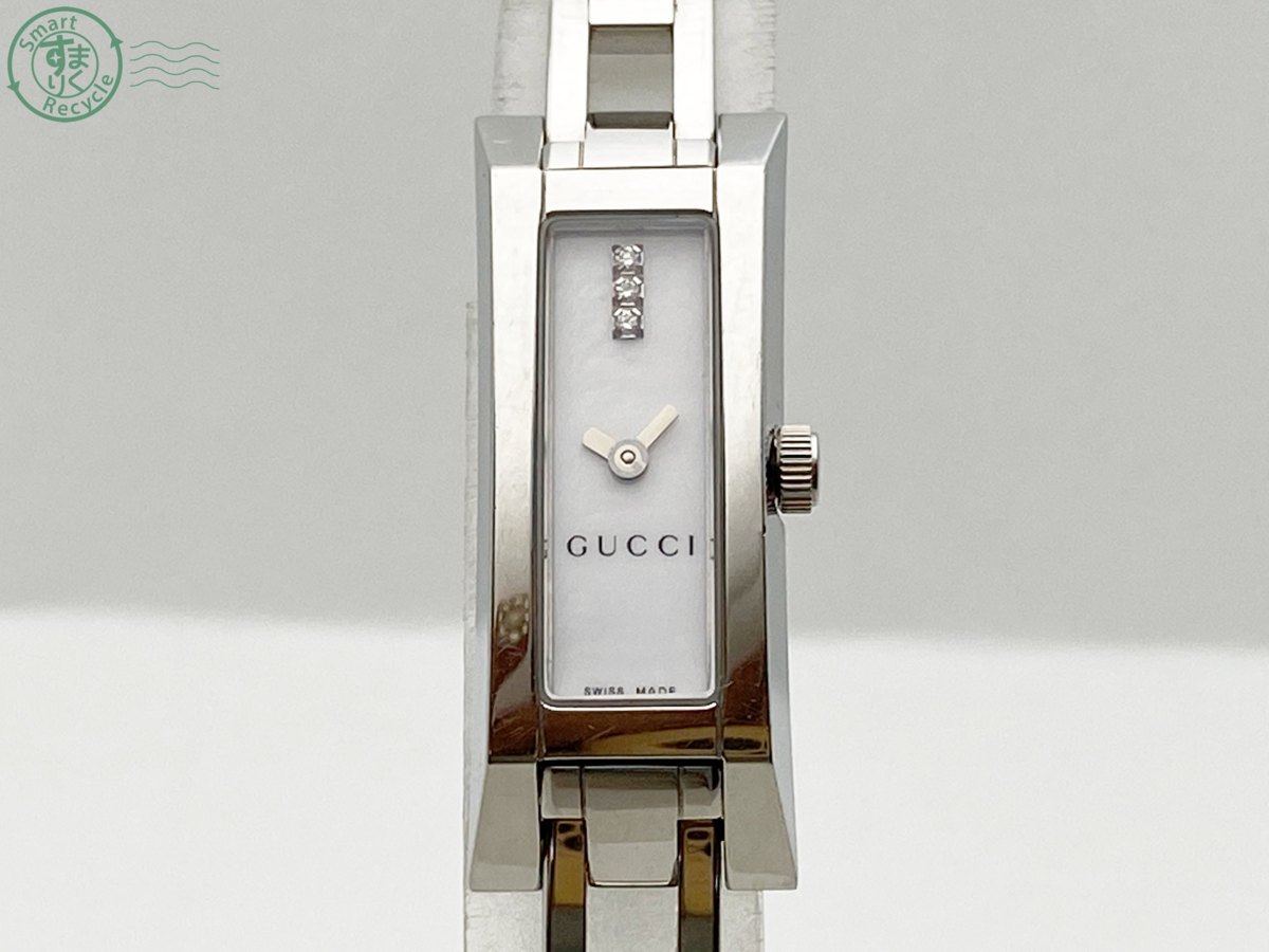 N10678　1円スタート☆GUCCI(グッチ)110 文字盤ホワイト 3P QUARTZ クォーツ腕時計 レディース スクエア Gucci 0 Rare Watch Steel 112933026BUYMA