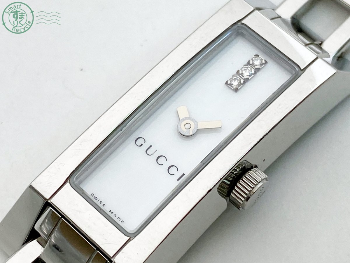 N10678　1円スタート☆GUCCI(グッチ)110 文字盤ホワイト 3P QUARTZ クォーツ腕時計 レディース スクエア Gucci 0 Rare Watch Steel 112933026BUYMA